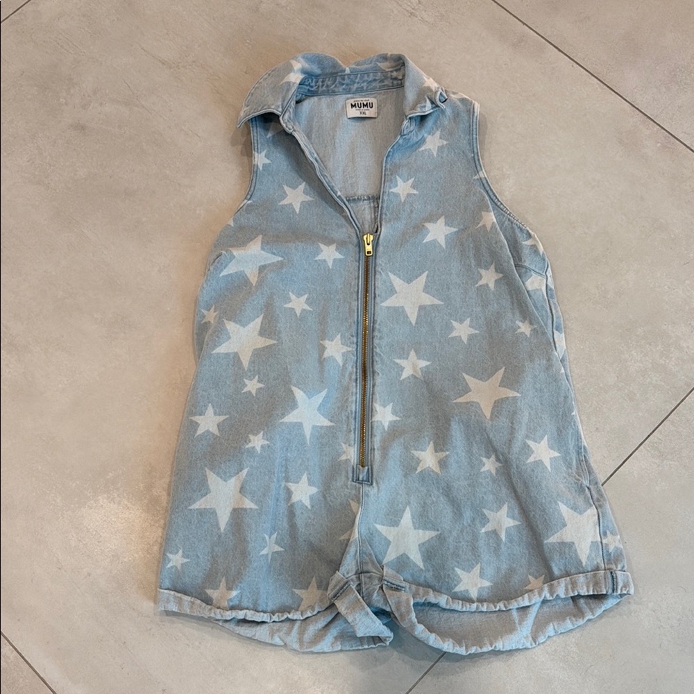 Show Me Your MuMu Starry Blue and White Denim Shorts